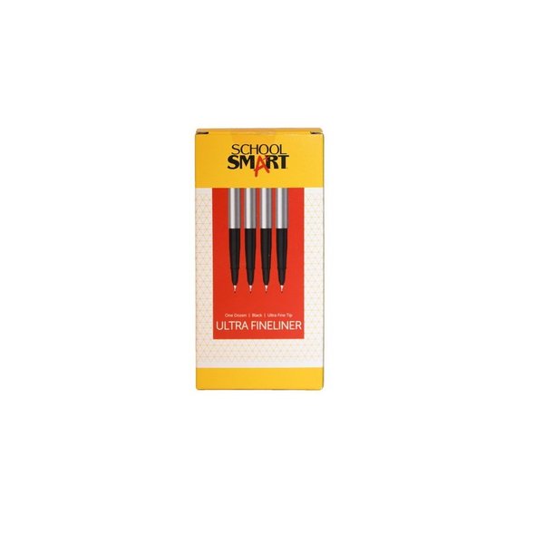 School Smart MARKER ULTRA FINELINER  BLACK PACK OF 12 PK RY1084-03-12BLACK